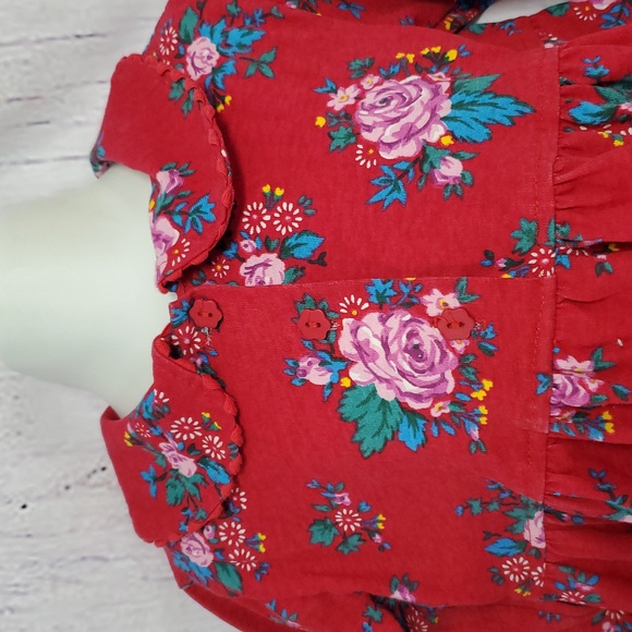 Vintage McDonald's McKids Red Flower Long Sleeve Dress. - Picture 4 of 12